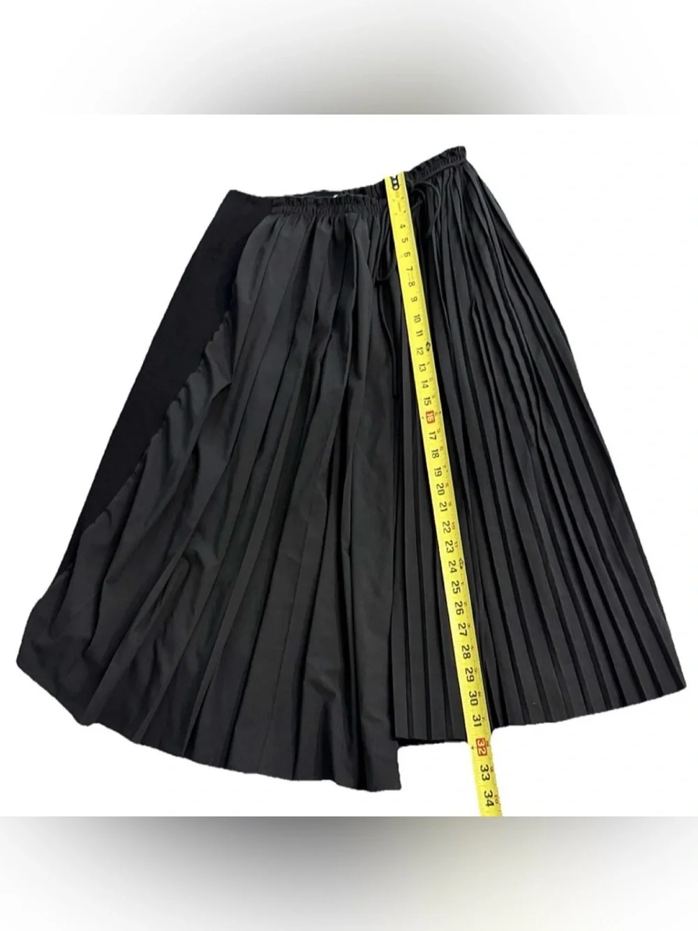MEIMEIJ Asymmetrical Pleated Midi Skirt US 8 Black Made in Italy IT 44